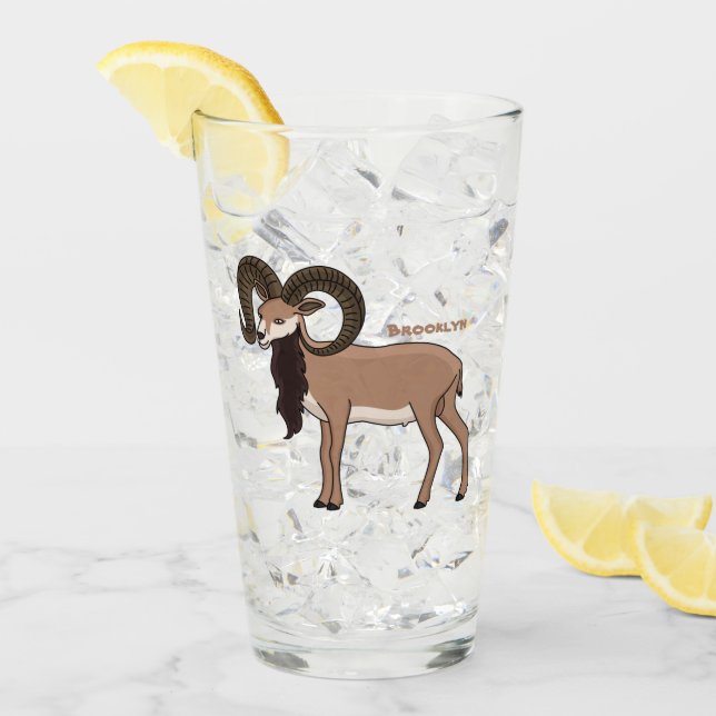 Verre Illustration de chèvre de Mouflon (Devant glace)