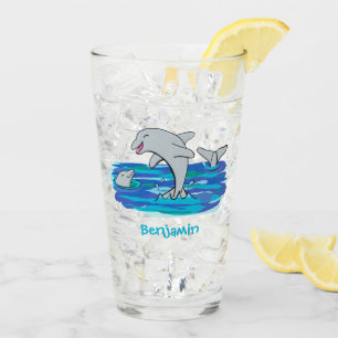 Verre Illustration de dauphins heureux adorables