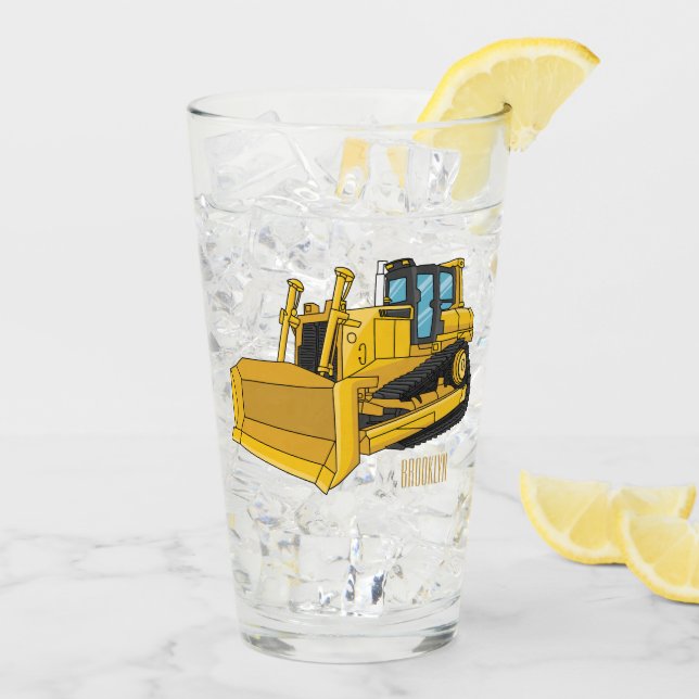 Verre Illustration de dessin animé Bulldozer (Dos glace)