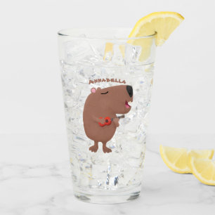 Verre Illustration de dessin animé de capybara ukulele