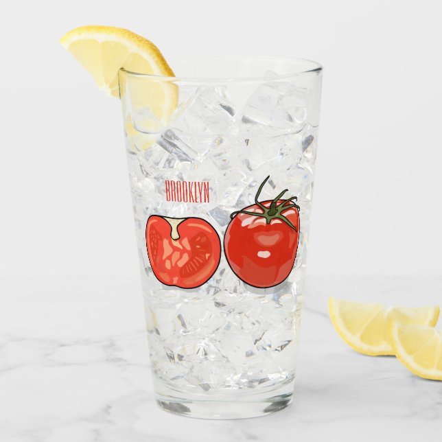 Verre Illustration de dessin sur la tomate (Devant glace)