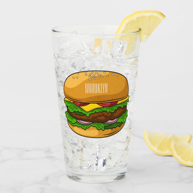 Verre Illustration de Hamburger (Dos glace)