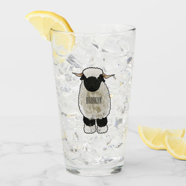 Verre Illustration de la caricature de mouton Valais Bla (Devant glace)