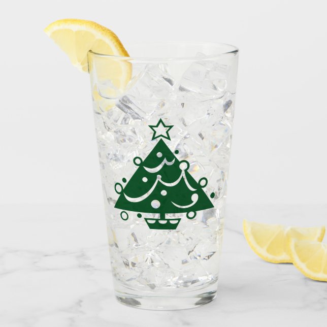 Verre Illustration de l'arbre de Noël vert décoré sur (Devant glace)