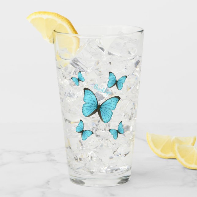 Verre Illustration de papillons Morpho (Devant glace)