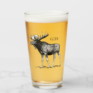 Verre Illustration de Rustic Moose  Monogramme