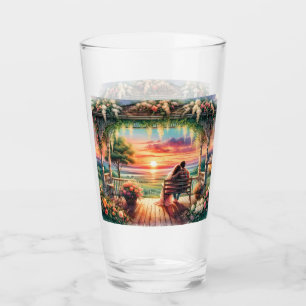 Verre Illustration de vue sur porche au coucher du solei