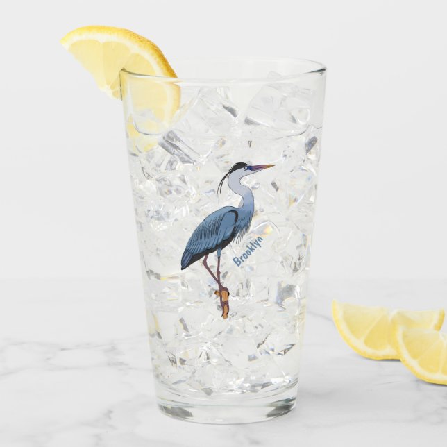 Verre Illustration du grand héron bleu (Devant glace)