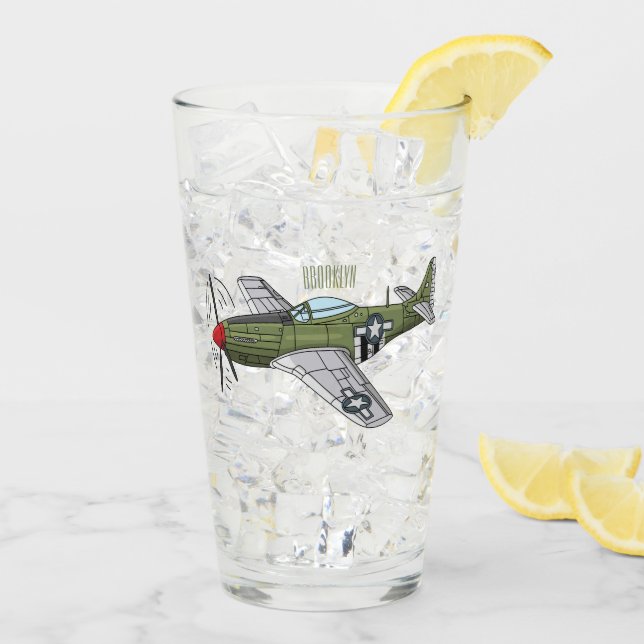 Verre Illustration d'un avion militaire (Dos glace)