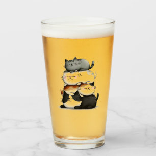 Verre Illustration lunaire d'une pile de chats adorables