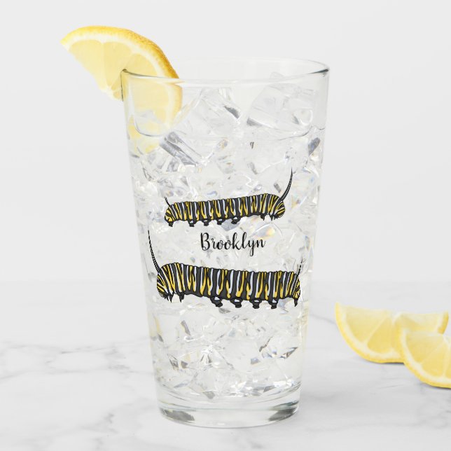 Verre Illustration Monarch caterpillar (Devant glace)