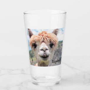 Verre Image de sourire mignonne de photo d'alpaga