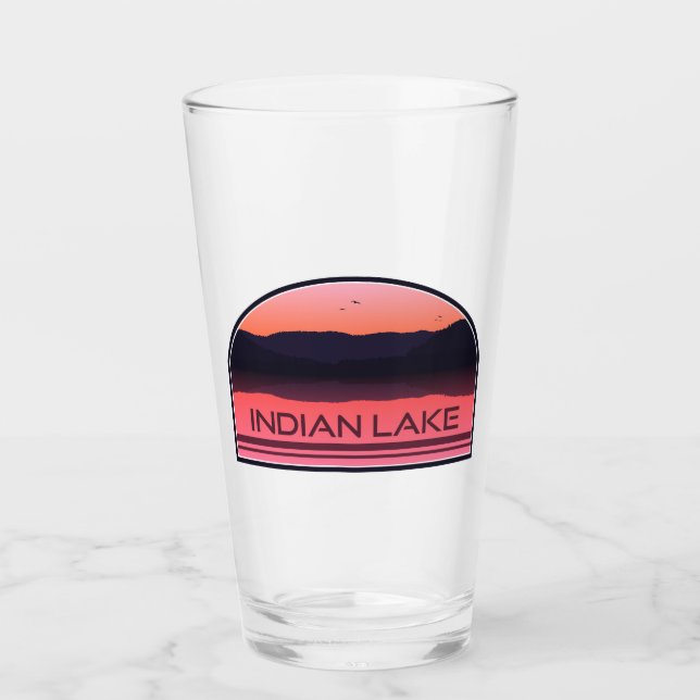 Verre Indian Lake New York Red Sunrise (Devant)
