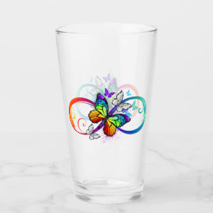Verre Infini lumineux avec papillon arc-en-ciel