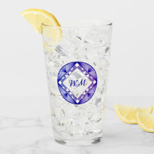 Verre Initiales Personnalisées Élégantes Violet Bleu Chi