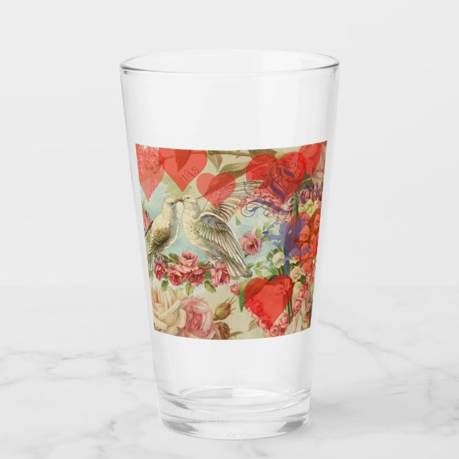 Verre Inséparables Coeur antique Vintage (Devant)