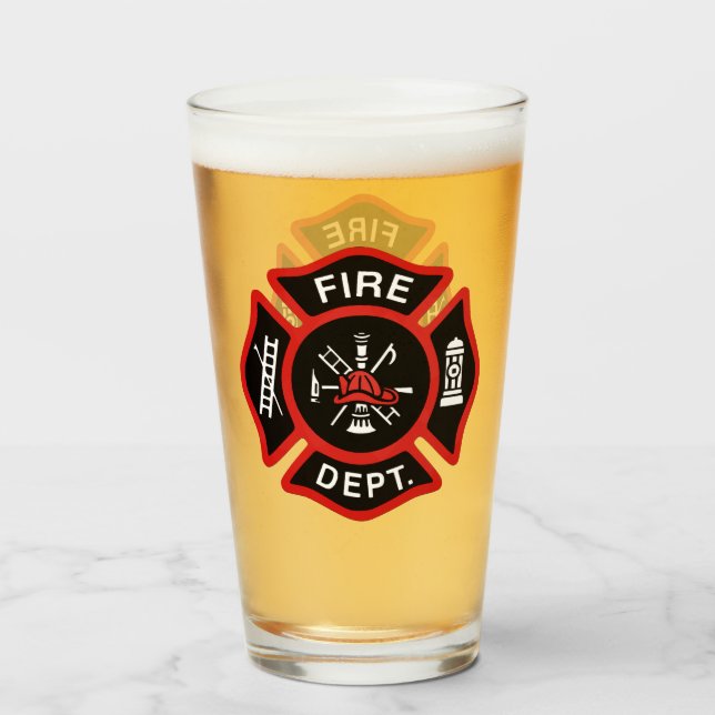Verre Insigne de pompier du Service des incendies rouges (Devant (rempli))