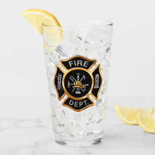 Verre Insigne de pompier du service d'incendie d'or