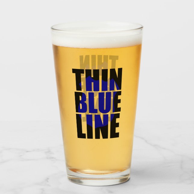 Verre Insigne de soutien de la police de la ligne bleue  (Devant (rempli))