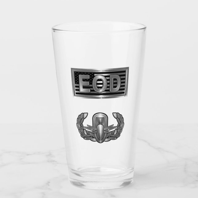 Verre "Insigne EOD" avec drapeau américain personnalisé (Devant)