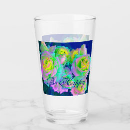 Verre Iridescente esthétique Roses précoces Soyez heureu