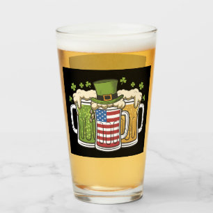 Verre Irish Beer Irlande USA Drapeau américain St Patric
