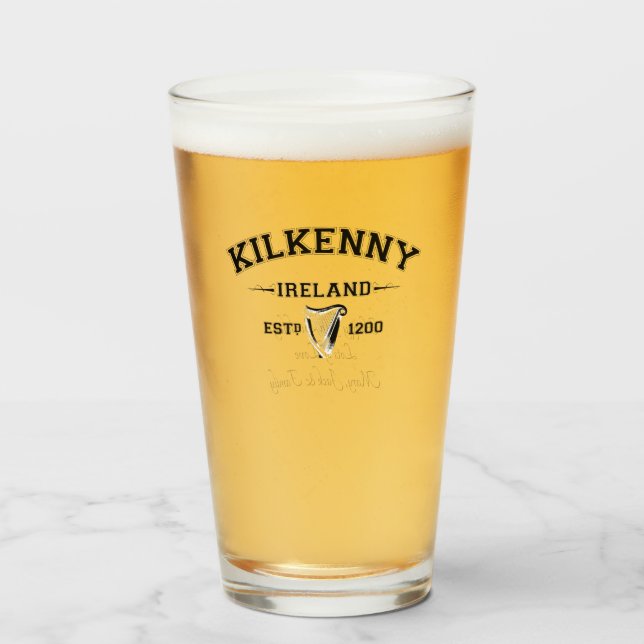 Verre Irish County Kilkenny Irlande Texte personnalisé (Devant (rempli))