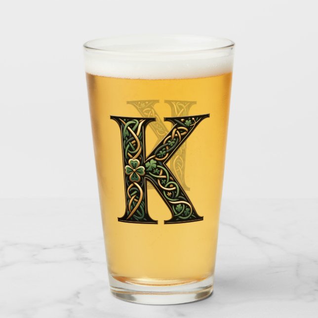 Verre Irish "K" Monogram Pint Glass (Devant (rempli))