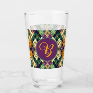Verre Jacquard Mardi Gras jaune violet vert