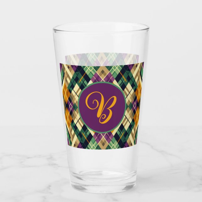 Verre Jacquard Mardi Gras jaune violet vert (Devant)