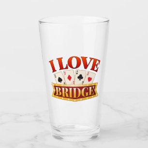 Verre J'aime Joueur de carte de pont