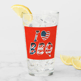Verre J'aime le barbecue, patriotique américain