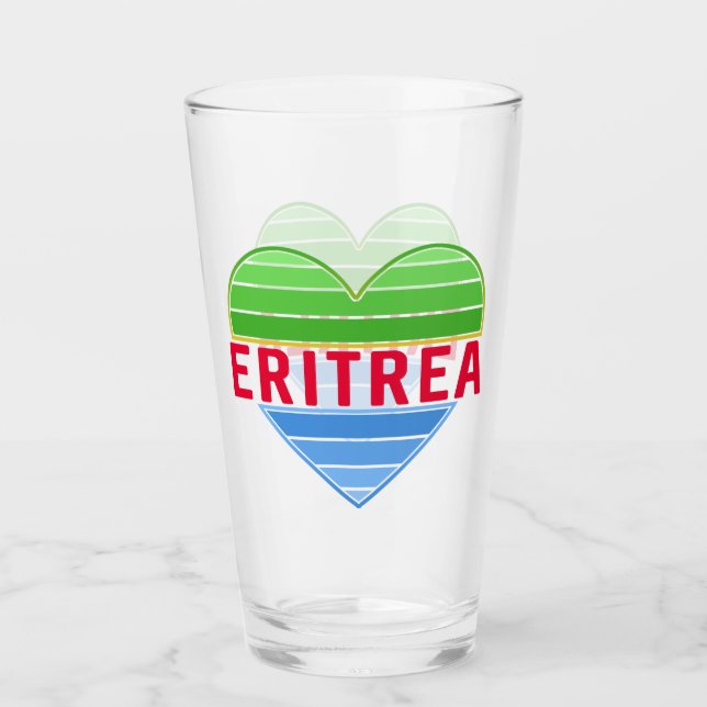 Verre J'aime l'Erythrée, coeur érythréen (Devant)