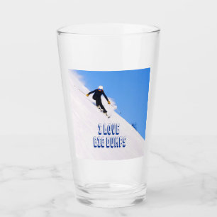 Verre J'Aime Les Grosses Bandes Neige Ski À La Descente