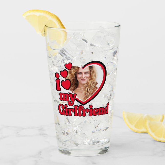 Verre J'Aime Ma Petite Amie Personnalisée (Devant glace)
