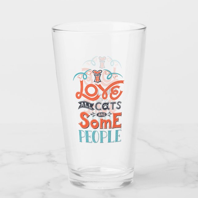 Verre J'aime tous les chats et certaines personnes (Devant)
