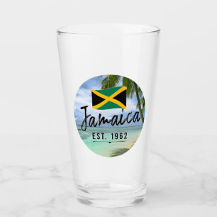 Verre "Jamaïque Est. Plage De 1962 Avec Drapeau Jamaïcai