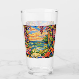 Verre Jardin de coucher de soleil océanique floral vibra