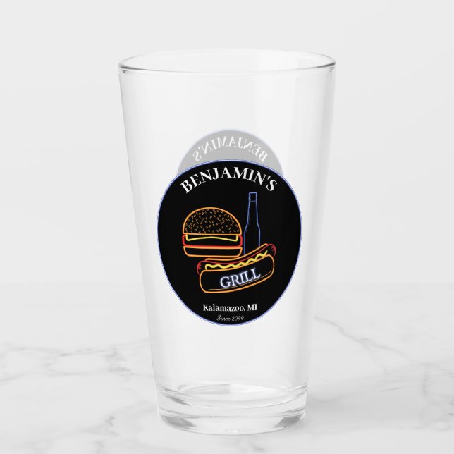 Verre Jardin Grill avec Burgers Hot Dogs Bière (Devant)