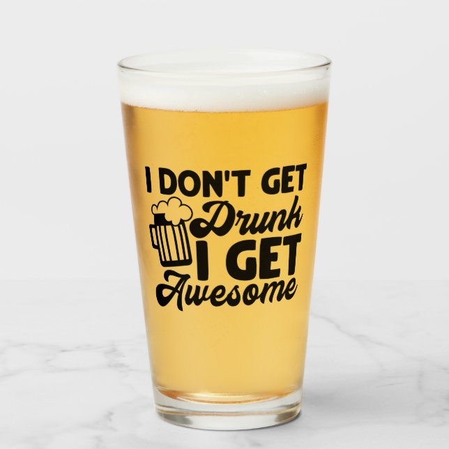 Verre Je ne me soûle pas je deviens génial (Devant (rempli))