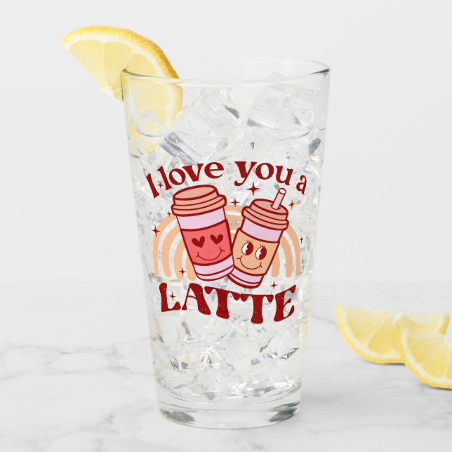Verre Je T'Aime Un Latte | Pun Coupe De Café Cute (Devant glace)