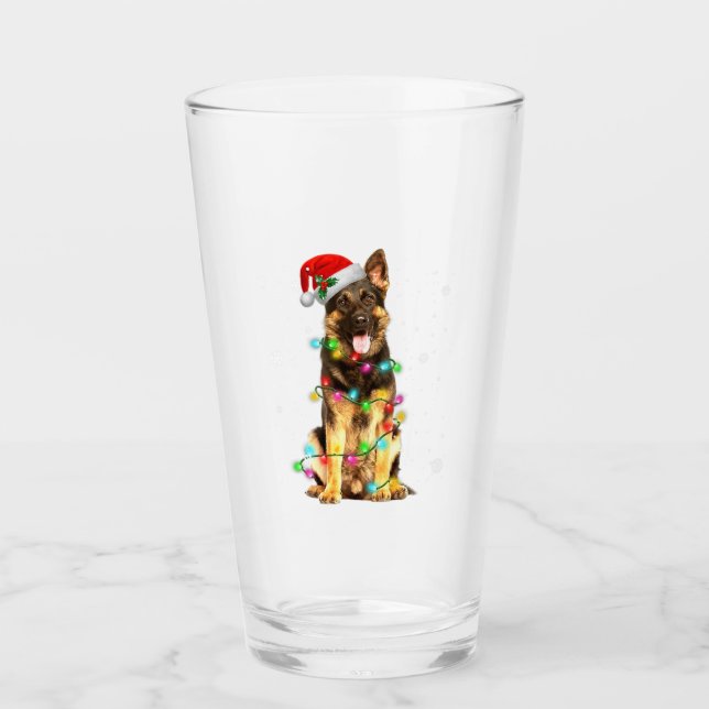 Verre Jeu de Noël de l'arbre de berger allemand (Devant)