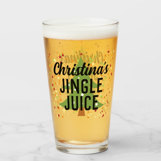 Verre Jingle Juice Drôle Bière de Noël personnalisée (Devant (rempli))
