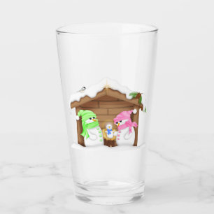 Verre Joli crèche de Noël bonhomme de neige