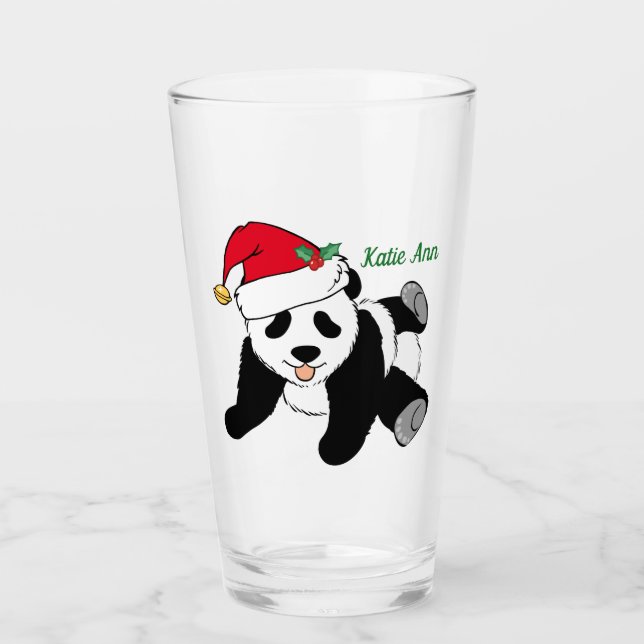 Verre Joli Noël Panda Ours personnalisé (Devant)