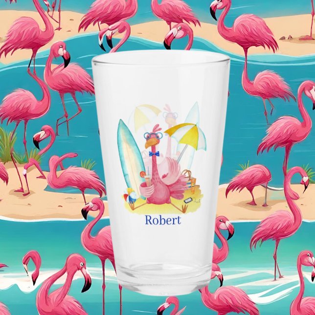 Verre joli rose flamingo ajouter nom (Créateur téléchargé)