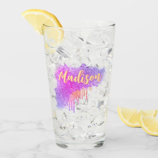 Verre Joli violet orange | Bière Cocktail de Nom Personn (Devant glace)