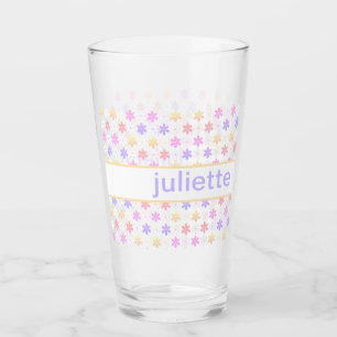 VERRE JOLIE JOLIE JOUR FLEURS IMPRIMER ROSE PURPLE JAUNE