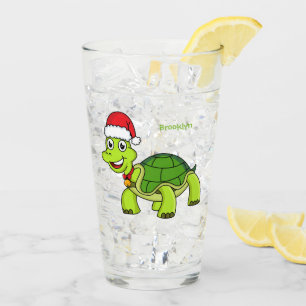 Verre Jolie tortue en chapeau de Père Noël