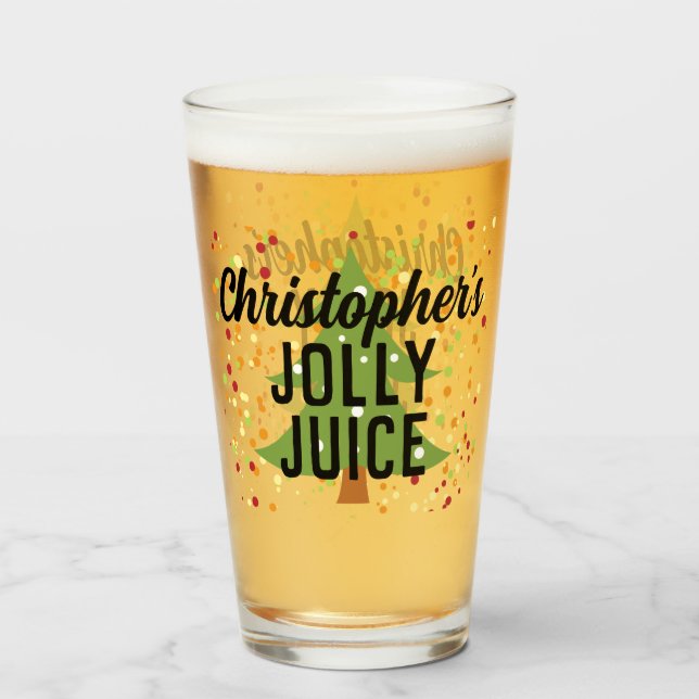 Verre Jolly Juice Funky Nom personnalisé Noël Beer Glass (Devant (rempli))